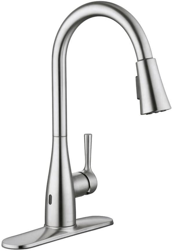 Glacier Bay Sadira Touchless Motion Sensor Single-Handle Pull-Down Sprayer Kitchen Faucet with TurboSpray and FastMount in Stainless Steel - kitchen - faucet - pull down - fast mount - single handle - deck mount - motion sensor - touchless - stainless steel - nice - quality - discounted - nice - new