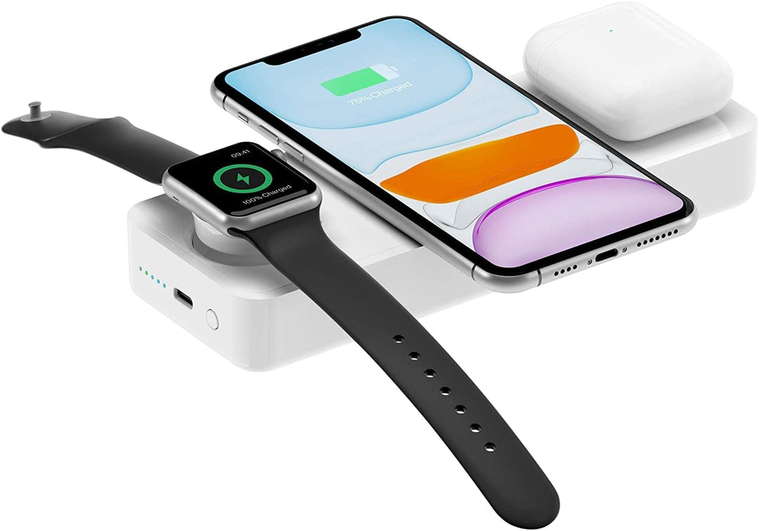 EINOVA Powerbank External Battery Compatible with Apple Watch 10,000mAh Power Bank Bar with 2 Qi Wireless Fast Chargers | MacBook, iPhone, iPad Pro, AirPods, Apple Watch, Laptop - watch charger - wireless charger - contact charger - power bar - power bank - multi charger - electronics - discounted - quality - best - top - great - fast - lightning - quick - apple - android - windows - phone - smartphone - tablet - large - long - headphone charger