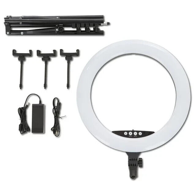 18" LED Color Remote Control Ring Light With 3 Smartphone Cradles