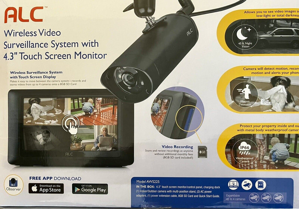 ALC Wireless Security System & Camera With 4.3" Touchscreen, AWS225