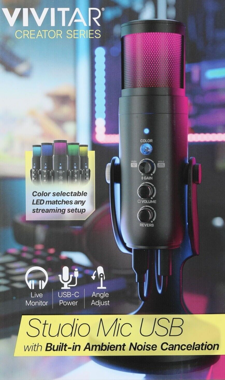 LED USB Audio Recording Microphone - Studio - Home - Color - Adjustable - Vivitar - new - professional - cheap - high quality - beginner - new - used - sale - discount 